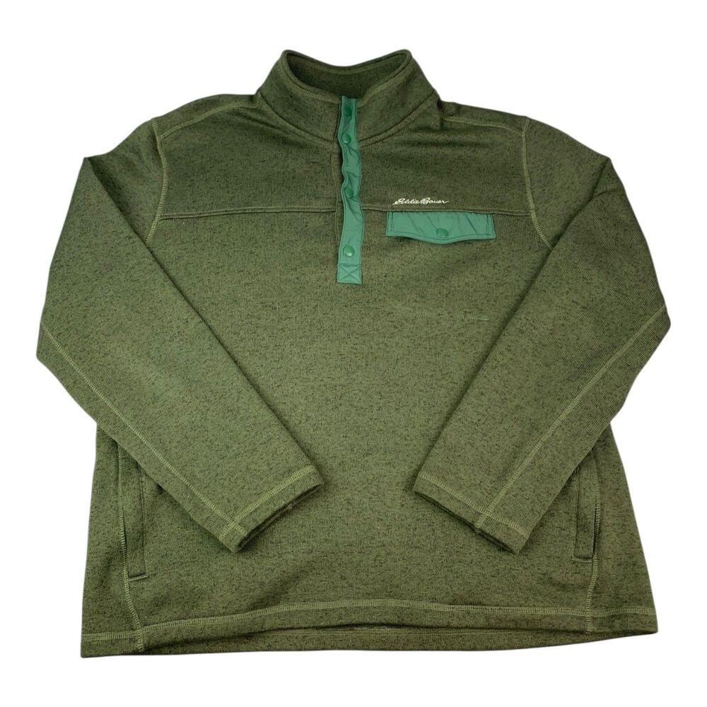Eddie Bauer Fleece Pullover 1/4 Snap, Green, Men's Size XL
